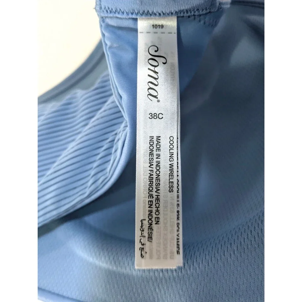 Soma Blue Cooling Wireless Molded Cup Bra - Size 38C
